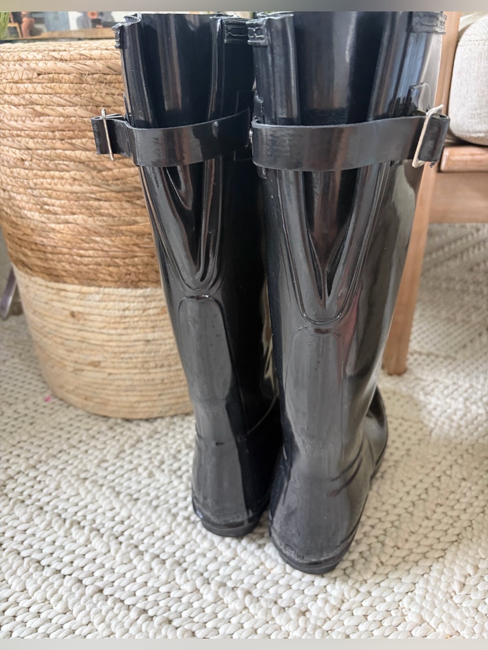 Hunter Glossy Classic Black Tall Rain Boots Womens Size 9 EUC - Picture 3 of 5